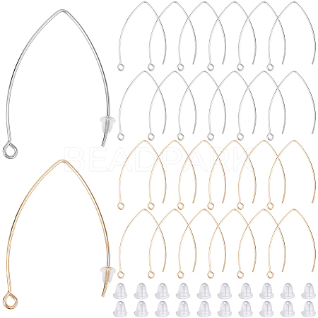 40Pcs 2 Colors 304 Stainless Steel Earring Hooks STAS-SP0001-41-1