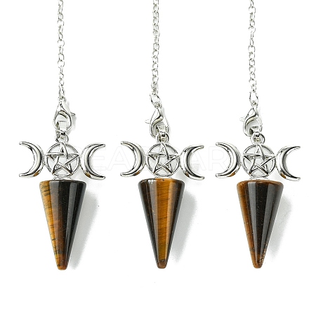 Natural Tiger Eye Cone Dowsing Pendulum Big Pendants G-C114-01P-16-1