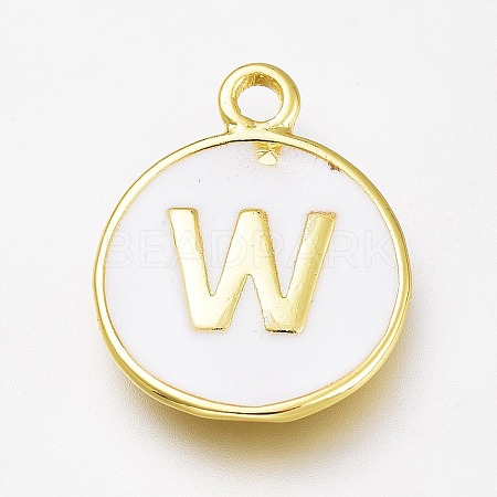 Brass Enamel Pendants KK-H103-01W-G-1