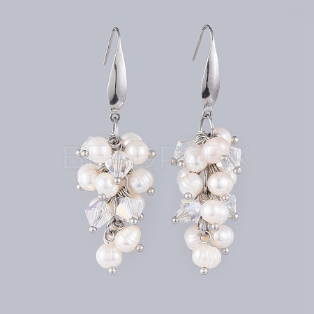 Natural Pearl Dangle Earrings EJEW-JE03523-1