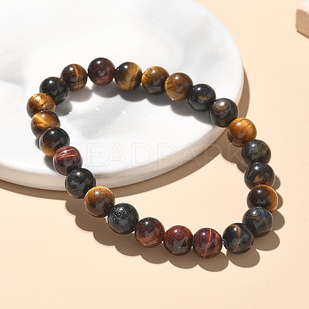 Natural Tiger Eye Bead Stretch Bracelets BJEW-K212-B-005-1