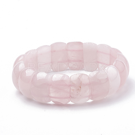 Natural Rose Quartz Beaded Stretch Bracelets BJEW-S137-21-1