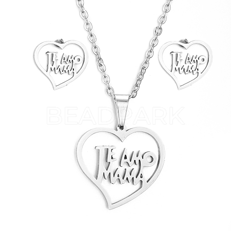 Mother's Day 304 Stainless Steel Jewelry Sets X-SJEW-D094-32P-1