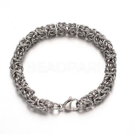 Tarnish Resistant 304 Stainless Steel Byzantine Chains Bracelets X-STAS-L149-14-1