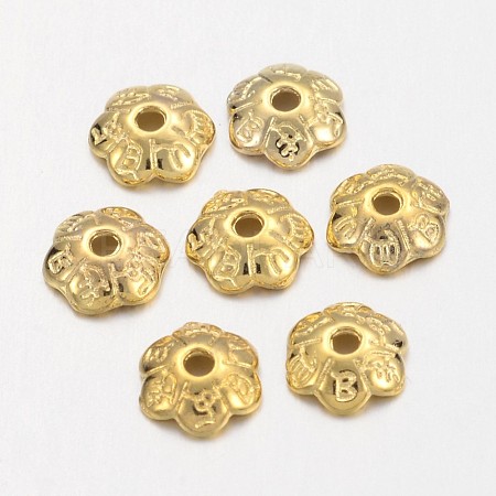 6-Petal Tibetan Style Alloy Flower Bead Caps TIBE-S220-G-01-NR-1
