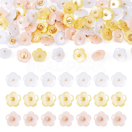 60Pcs 3 Colors 1-Hole Resin Buttons RESI-TA0004-42-1