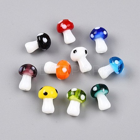 Mushroom Handmade Lampwork Beads Strands LAMP-R116-03A-1