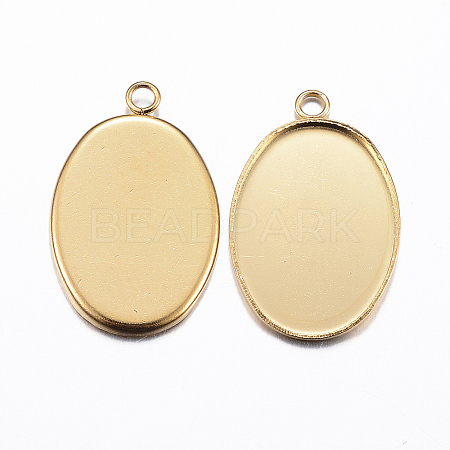 Ion Plating(IP) 304 Stainless Steel Pendant Cabochon Settings STAS-H378-06G-1