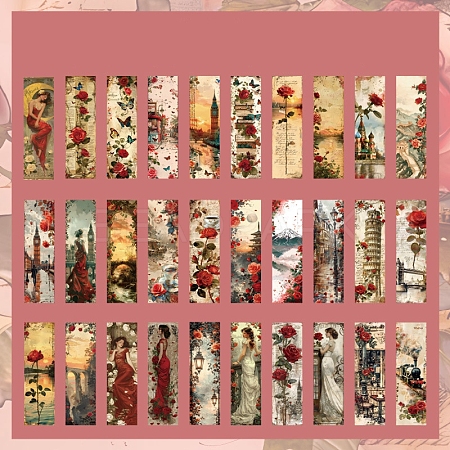 30Pcs Romantic Floral Book Bookmarks Sets PW-WGA8A4C-02-1