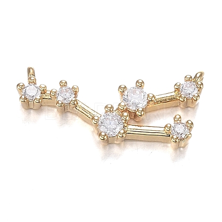 Brass Micro Clear Cubic Zirconia Pendants ZIRC-F120-019G-10-1