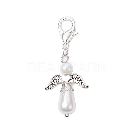 Angel Acrylic Imitation Pearl Pendant Decorations HJEW-JM02317-1