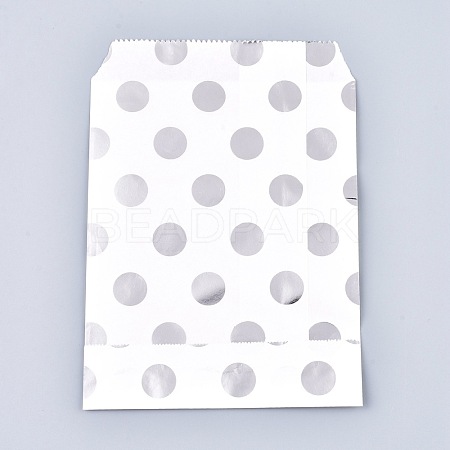 Polka Dot Pattern Eco-Friendly Kraft Paper Bags AJEW-M207-H01-02-1