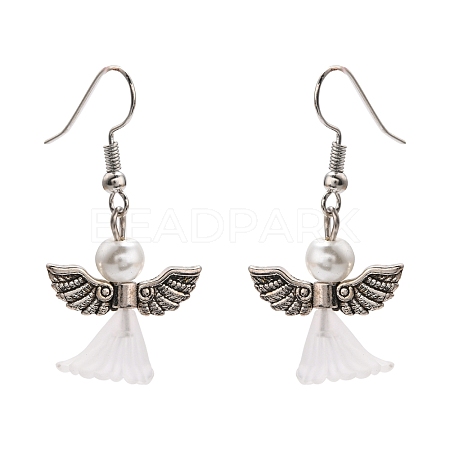 Lovely Wedding Dress Angel Dangle Earrings EJEW-JE00521-09-1
