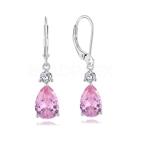 Brass Cubic Zirconia Dangle Earrings FS-WG32116-02-1