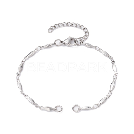 Tarnish Resistant 304 Stainless Steel Oval Link Chain Bracelet Makings AJEW-JB01183-1