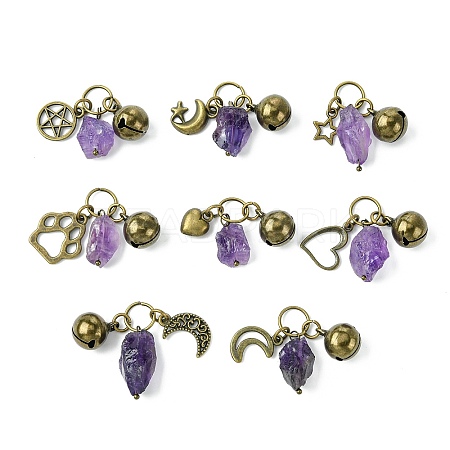 Natural Amethyst Pet Collar Charms HJEW-PH01731-1