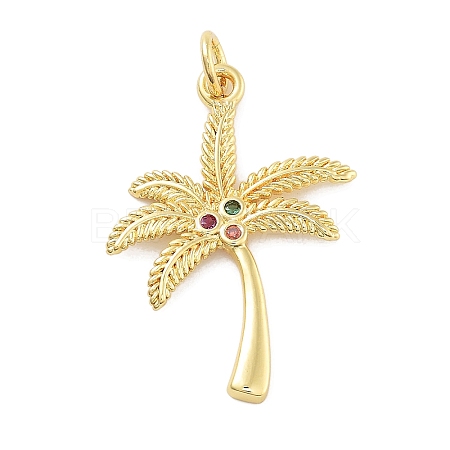 Rack Plating Brass Micro Pave Cubic Zirconia Pendants KK-Z071-53G-1
