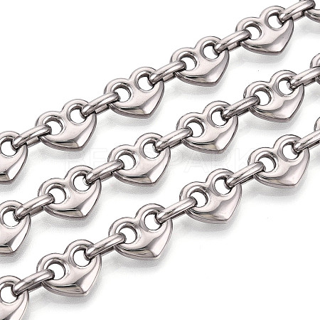 304 Stainless Steel Heart Link Chains CHS-Q009-03P-02-1