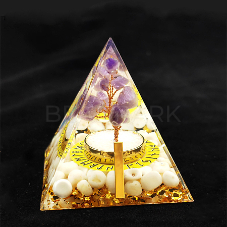 Viking Rune Symbol-Ice Orgonite Pyramid Resin Display Decorations DJEW-PW0006-02A-1