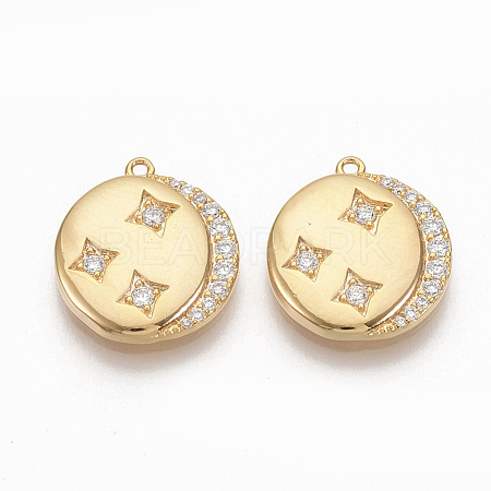 Brass Micro Pave Clear Cubic Zirconia Charms ZIRC-Q021-023G-NF-1
