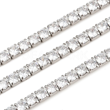 925 Sterling Silver Clear Cubic Zirconia Chains STER-C016-02B-P02-1