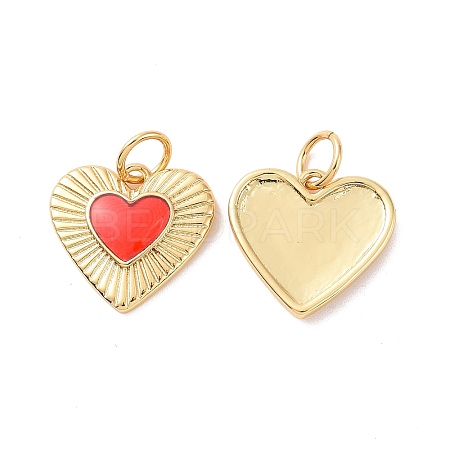 Heart Brass Enamel Pendants KK-G435-07G-01-1