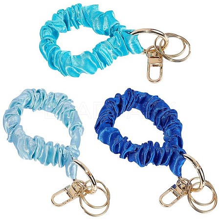 3Pcs 3 Colors Satin Cloth Bracelet Wristlet/Hair Tie Keychain KEYC-SC0001-31B-1