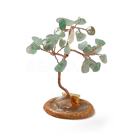 Natural Green Aventurine Chips Tree Display Decorations DJEW-C003-01F-1