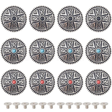 12 Sets 3 Colors Zinc Alloy Decorative Rivets BUTT-GF0001-21-1