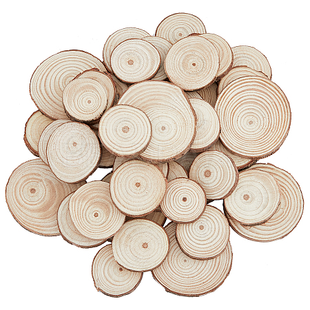 HOBBIESAY 50Pcs Unfinished Natural Poplar Wood Cabochons WOOD-HY0001-02-1