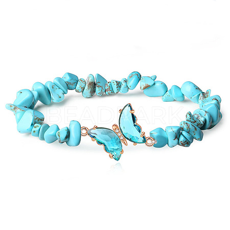 Fashionable Synthetic Turquoise Chips Beaded Bracelets TI6720-11-1