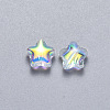 Transparent Spray Painted Glass Beads X-GLAA-R211-04-G05-2