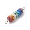 Natural Lava Rock Dyed Beaded Connector Charms PALLOY-JF02537-02-3