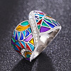 Ethnic Style Brass Micro Pave Cubic Zirconia and Enamel Finger Rings FS-WG810B2-03-2