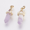 Brass Natural Amethyst Double Terminated Pointed Pendants KK-G343-11L-06G-2