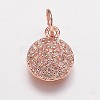 Brass Cubic Zirconia Pendants ZIRC-K070-21RG-1
