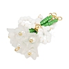 4Pcs 4 Colors Handmade Glass Beaded Flower with Bowknot Pendants PALLOY-MZ00753-4