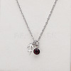 304 Stainless Steel Coffee Rhinestone Birth Stone Constellation Pendant Necklaces FS-WG76580-14-1