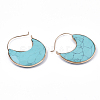 Synthetic Turquoise Crescent Moon Dangle Hoop Earrings G-S344-75D-2