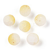 Frosted Baking Paint Crackle Glass Beads with Glitter Powder DGLA-T004-8mm-01I-1