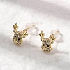 Deer Brass Micro Pave Clear Cubic Zirconia Stud Earrings EJEW-A146-03G-2