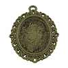 Tibetan Style Oval Alloy Pendant Cabochon Settings TIBEP-Q054-44AB-NR-1