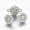 Alloy Rhinestone Magnetic Clasps with Loops X-RB-H116-3-S-1-2
