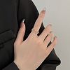 Brass Glasses Frame Open Cuff Ring for Women RJEW-F140-140KCG-4
