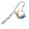 3Pcs 3 Style Fleur-de-lis/Woven Net/Heart Alloy Pendant Bookmark with Chakra Gemstone Chips AJEW-TA00008-4