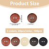 100Pcs 5 Colors 2-Hole Pearwood Buttons BUTT-HS0001-03-2