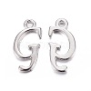 Platinum Plated Alloy Letter Pendants X-PALLOY-J718-01P-G-1