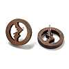 Walnut Wooden Stud Earrings EJEW-B060-03-2