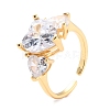 Heart Cubic Zirconia Crystal Wide Band Ring for Girl Women ZIRC-C025-09G-3