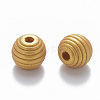 Painted Natural Wood Beehive Beads WOOD-Q040-019B-B01-2